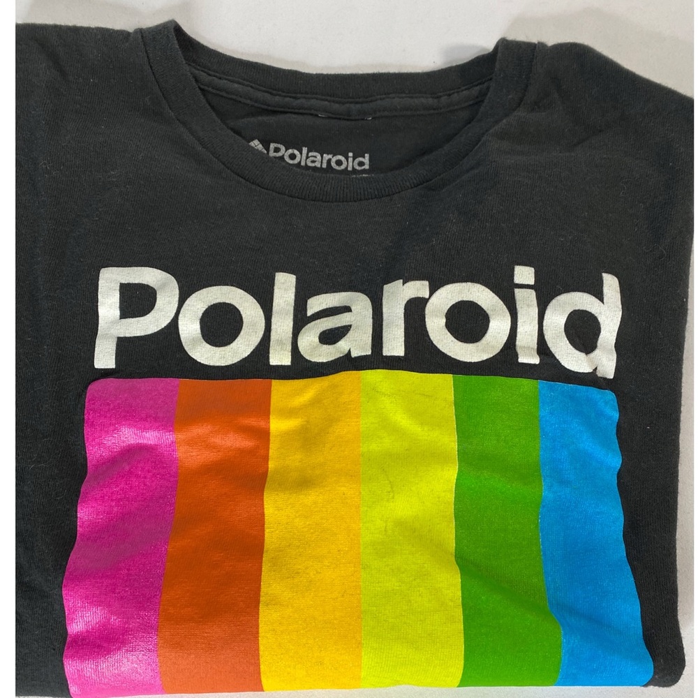 Polaroid Rainbow Cropped Black T-shirt XL NEW